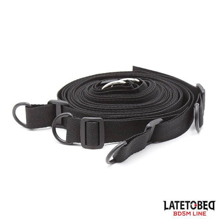 Bed Eestraint Set with Blindfold Adjustable Cuffs shown coiled for versatile secure setups, part of Latetobed BDSM Line.