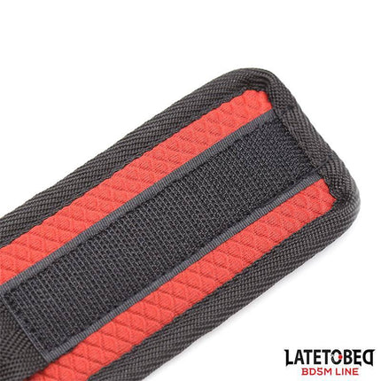 Close-up of Bed Eestraint Set with Blindfold Adjustable Cuffs from Latetobed BDSM Line showing detailed construction.