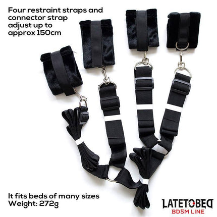 Bed Restraint Set with Adjustbable and Desmontable Cuffs featuring adjustable straps and removable cuffs for optimal comfort and fit.