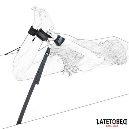 Bed Restraints Adjustable in use on a bed showcasing versatility and comfort for bedroom play.