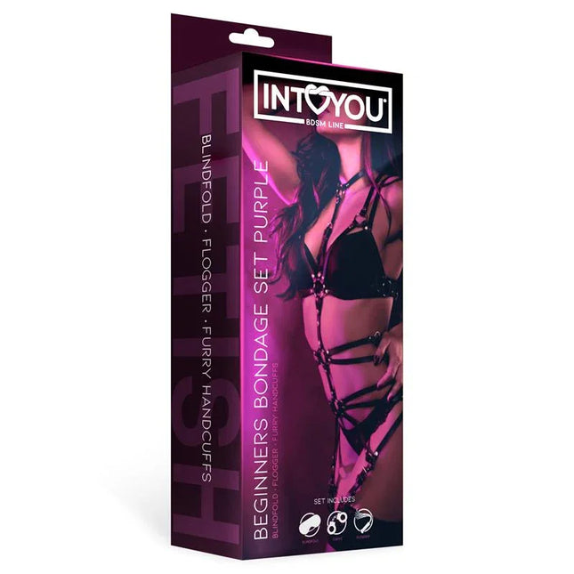 Beginners Bondage Set3 Pieces Purple packaging featuring silhouette of model in purple attire from Intoyou collection