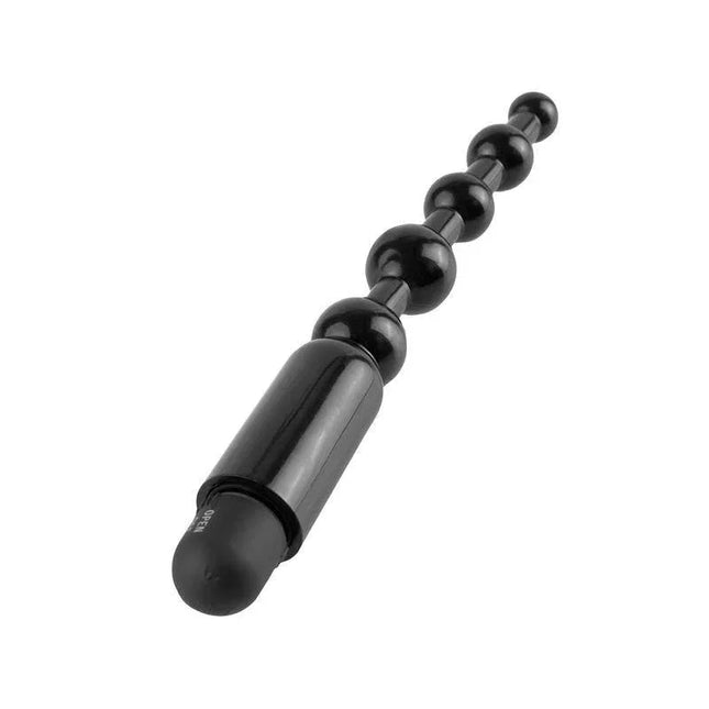 Beginners Power Beads Black - silicone anal beads for beginners with graduated design for controlled stimulation.