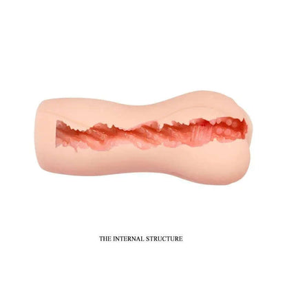 Bella Vagina Masturbator internal view showcasing nubbed and ribbed textures for realistic stimulation.