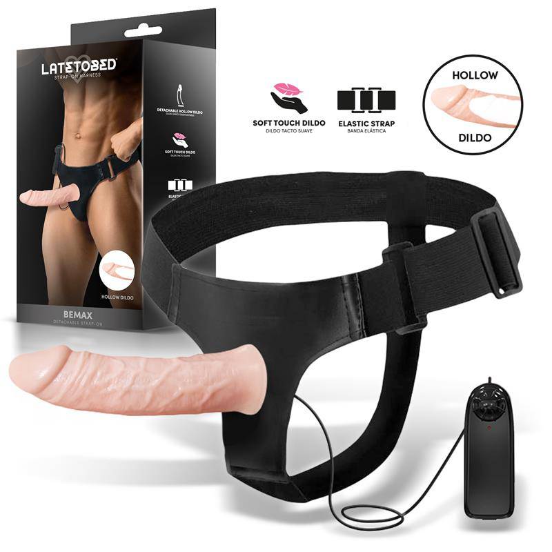 Bemax Detachable Strap - On with Hollow Dildo, Vibration and Remote Control - secretsextoys.store