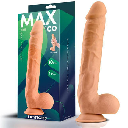 Ben Realistic Dildo with Testicles 10.2 Flesh on display with packaging
