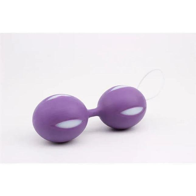 Ben Wa Balls 10.3 cm Purple silicone Kegel exercise set for pelvic floor strengthening.