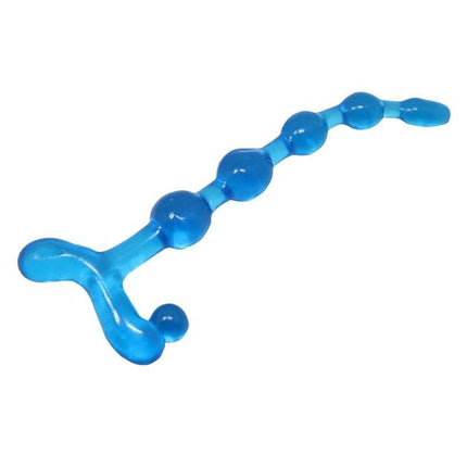 Bendy Anal Beads for Pleasure - Blue, flexible body-safe TPR design for adult use.