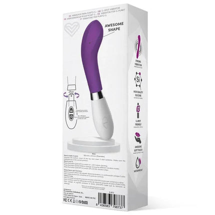 Benty Vibe Silicone Purple ergonomic vibrator packaging with G-spot design and high-quality silicone features.