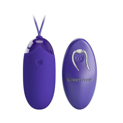 Vibrating egg and remote control set in purple for intimate use