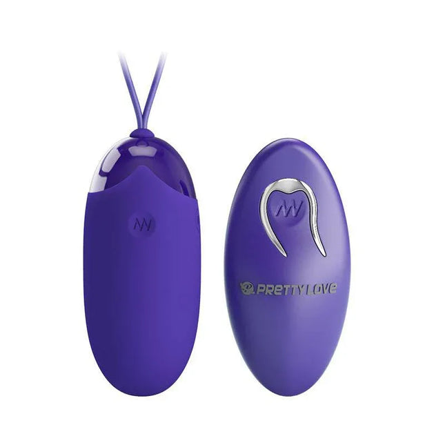 Vibrating egg and remote control set in purple for intimate use