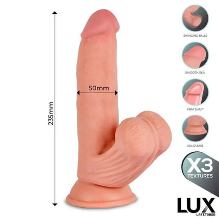 Bernd Triple Density Dildo with Swinging Balls 9.2 featuring realistic design and X3 textures for enhanced pleasure.