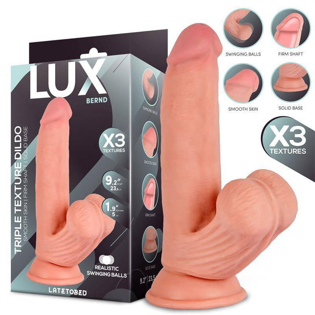 Bernd Triple Density Dildo with Swinging Balls 9.2 featuring lifelike texture and realistic swinging balls for versatile pleasure.