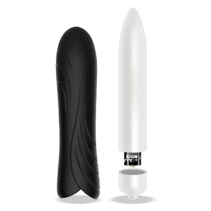 Bilie Easy Quick Vibrating Bullet Silicone Black with open battery compartment