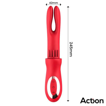 Bilma Vibe with Brushing Clit Stimulator and Alternating Function, red vibrator, multi-action