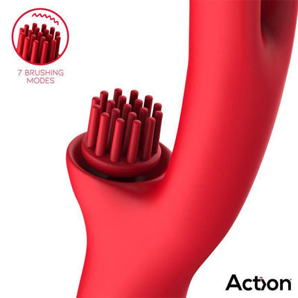 Bilma Vibe with Brushing Clit Stimulator and Alternating Function showing 7 brushing modes and red sleek design for exciting play.
