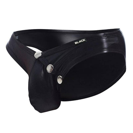BL4CK01 Brief Brief with Hook by CUT4MEN, ergonomic men's underwear in black with stylish front brackets for enhanced comfort and fit