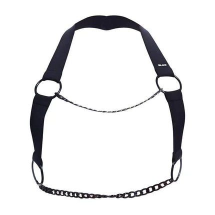 Black Chain Chest Harness by CUT4MEN with sleek leather-style finish and edgy design