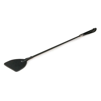 Black Crop premium leather riding crop for SM games, with long handle and secure loop for precision and control.