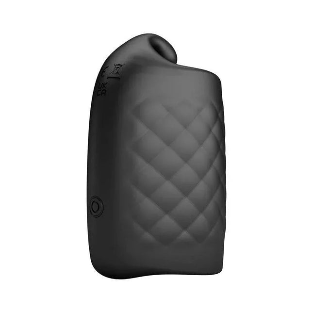 Black Glans Trainer Vibrating Male Masturbator with sleek black design and textured surface for solo pleasure