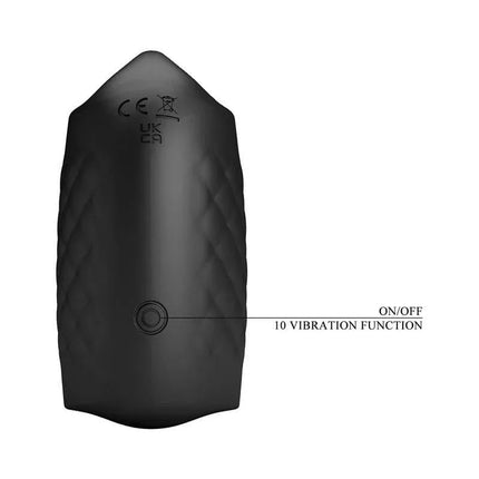 Black Glans Trainer Vibrating Male Masturbator with On/Off button and 10 vibration functions