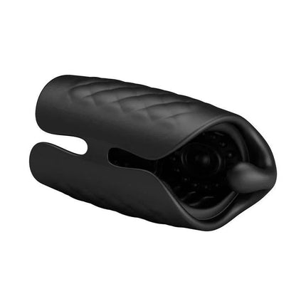 Black Glans Trainer Vibrating Male Masturbator in sleek black design