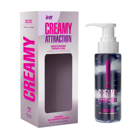 Blackberry Kissable Cream and Gel 100 ml bottle and packaging with moisturizing cream and gel in blackberry flavor.