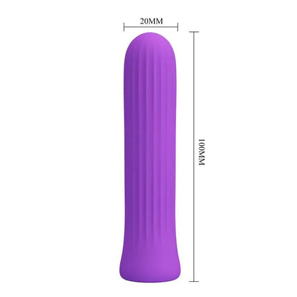 Blanche Rechargeable Vibrating Bullet - Purple in textured silicone, 12 speeds, 100mm length, 20mm width, perfect for versatile stimulation.