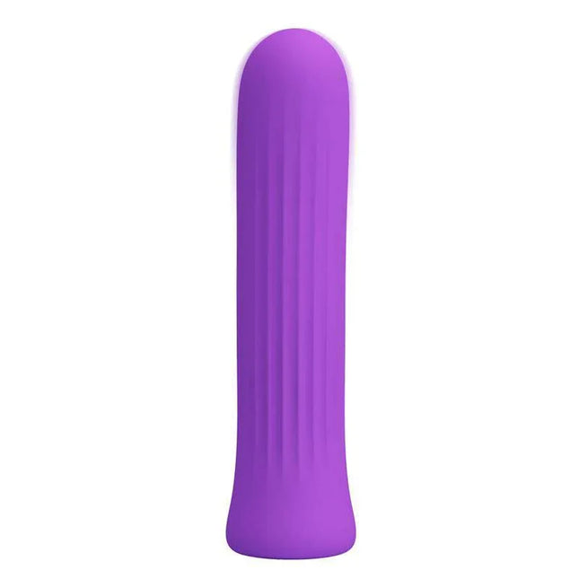 Blanche Rechargeable Vibrating Bullet - Purple with textured silicone body showcasing its compact design for versatile stimulation.