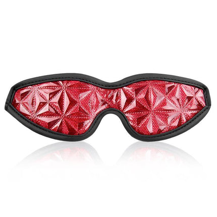 Blindfold Diamond Vegan Leather luxury eye mask with diamond pattern for BDSM sensory play, crafted from soft vegan leather for comfort.