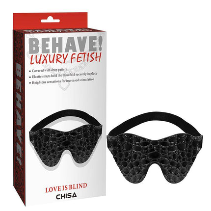 Blindfold Love Is Blind Drop Pattern with black textured design for couples' sensory play.