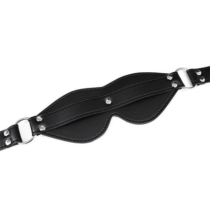 Blindfold with Strap Adjustable - Sleek black BDSM mask featuring secure buckle for personalized fit.
