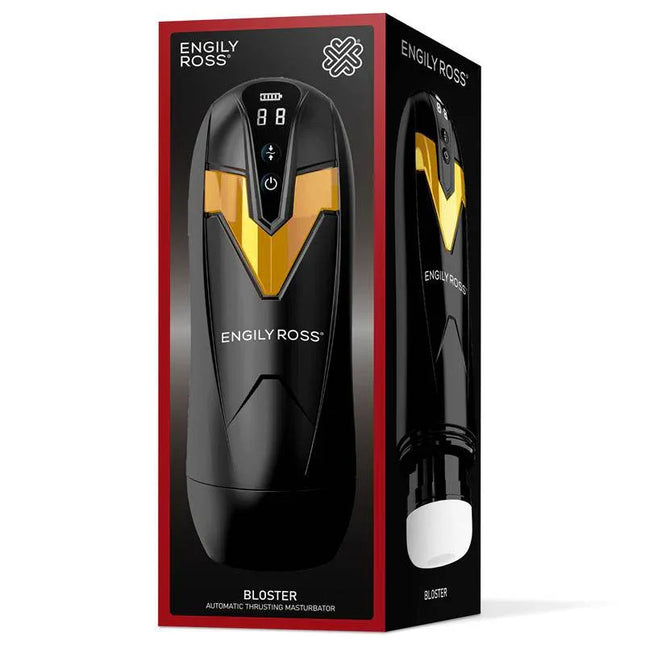 Bloster Automatic Thrusting Male Masturbator featuring sleek design and packaging.