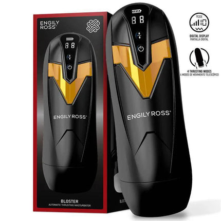 Bloster Automatic Thrusting Male Masturbator with 4 thrusting functions and 9 vibration modes in packaging