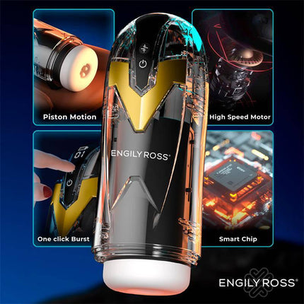 Bloster Automatic Thrusting Male Masturbator with piston motion, high speed motor, smart chip, and one-click burst features.