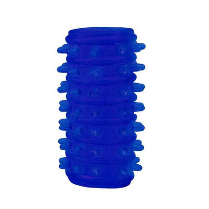 Blue Penis Sleeve Kits with Different Reliefs featuring textured design and flexible TPE material for enhanced pleasure.