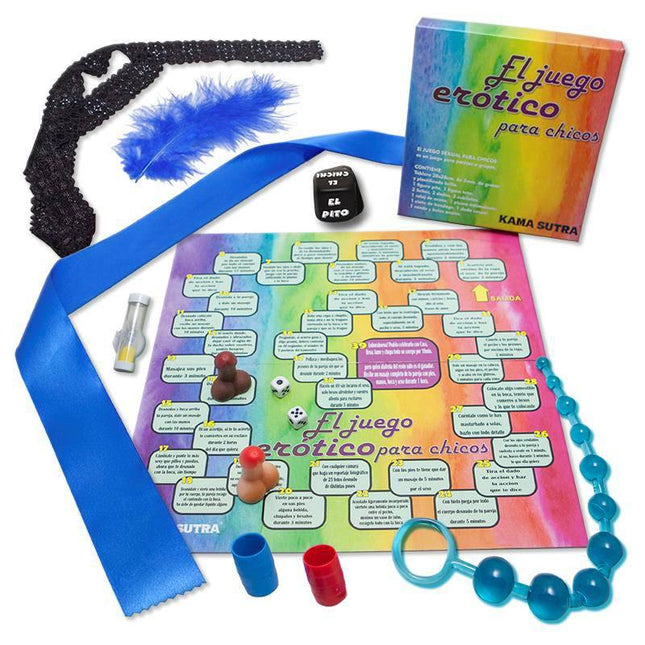 Board Game Erótico para Chicos Erotic for Boys with accessories and colorful board setup