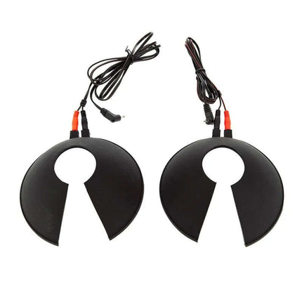 Body Cups Electro Shock with lead wire for electro-stimulation, flexible black rubber design for versatile placement on body.