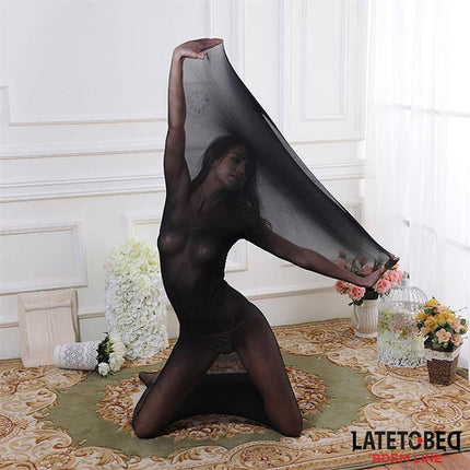 Bodystocking Full Body Elastic showcasing a semi-transparent, full-length design from the Latetobed BDSM Line, ideal for intimate allure.