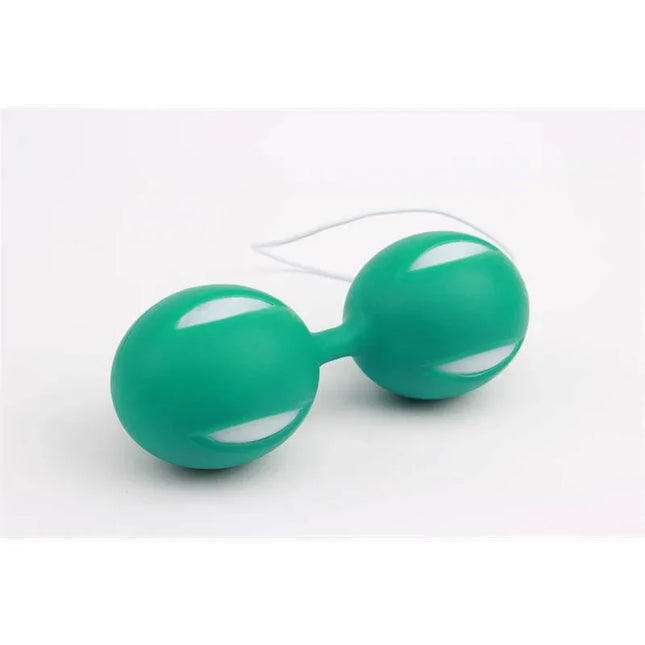 Bolas Ben Wa 10.3 cm Verde Oscuro para ejercicios de Kegel, fortalece el suelo pélvico, silicona segura para el cuerpo, color verde oscuro.