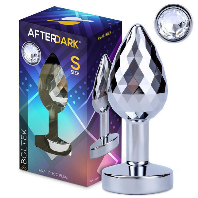 Boltek Anal Plug Disco Size S with jewel base, perfect for beginners' anal play, featuring elegant and safe design by Afterdark.