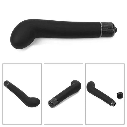 Bondage Kit Deluxe with Vibrator Black featuring a sleek G-spot stimulator with soft silicone design for versatile play.