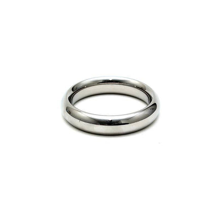 Bondage Play Steel Cock Ring in smooth silver finish, available in multiple sizes.