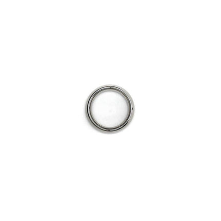 Bondage Play Steel Cock Ring with smooth silver finish, shown in medium size for enhancing sensation.