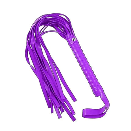 Purple flogger whip part of Bondage Set 10 Pieces Purple, featuring adjustable nickel-free design for consensual BDSM exploration.