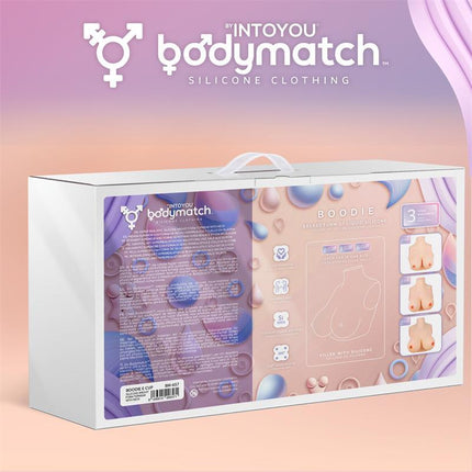 Boodie Realistic Breast Form E Cup Liquid Silicone packaging with Bodymatch branding