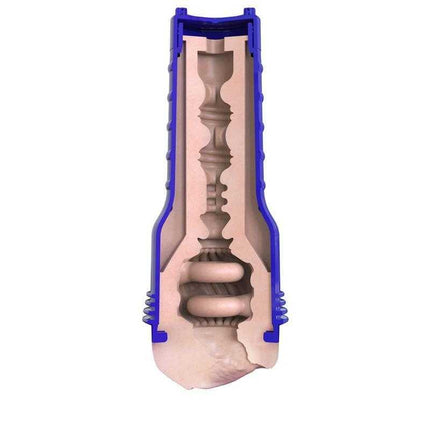 Cutaway view of Boost Bang Masturbator Vagina showing ribbed interior and suction features for heightened stimulation.