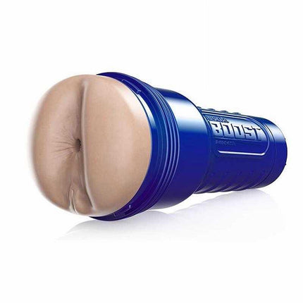 Boost Blast Masturbator Anus in blue casing, offering textured, lifelike anal stimulation with SKYN material for enhanced pleasure.