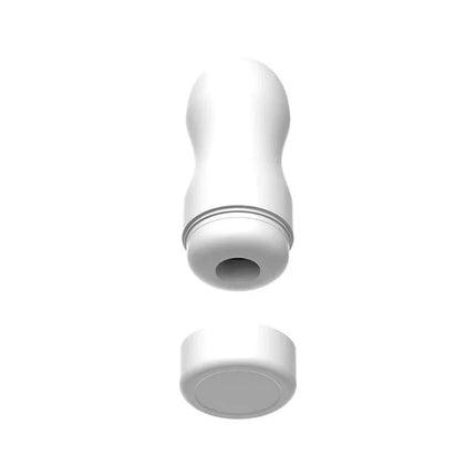 Boost Ribbed Stroker Male Masturbator in white, showing detachable parts, designed for safe and enhanced solo experiences with ribbed texture.
