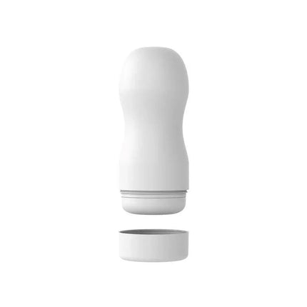 Boost Ribbed Stroker Male Masturbator with open lid displaying its soft, ribbed interior design for enhanced solo play and sensational experience.
