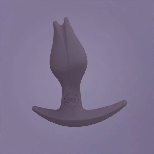 Bootie Fem Female anal plug Dark Taupe - Compact silicone anal plug with tulip shape and asymmetrical base for intensified pleasure.